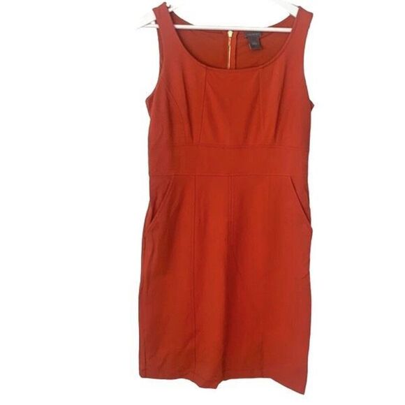 Ann Taylor Sheath Dress Orange Exposed Zipper Sleeveless Empire Waist - Size: 6 - Picture 1 of 9